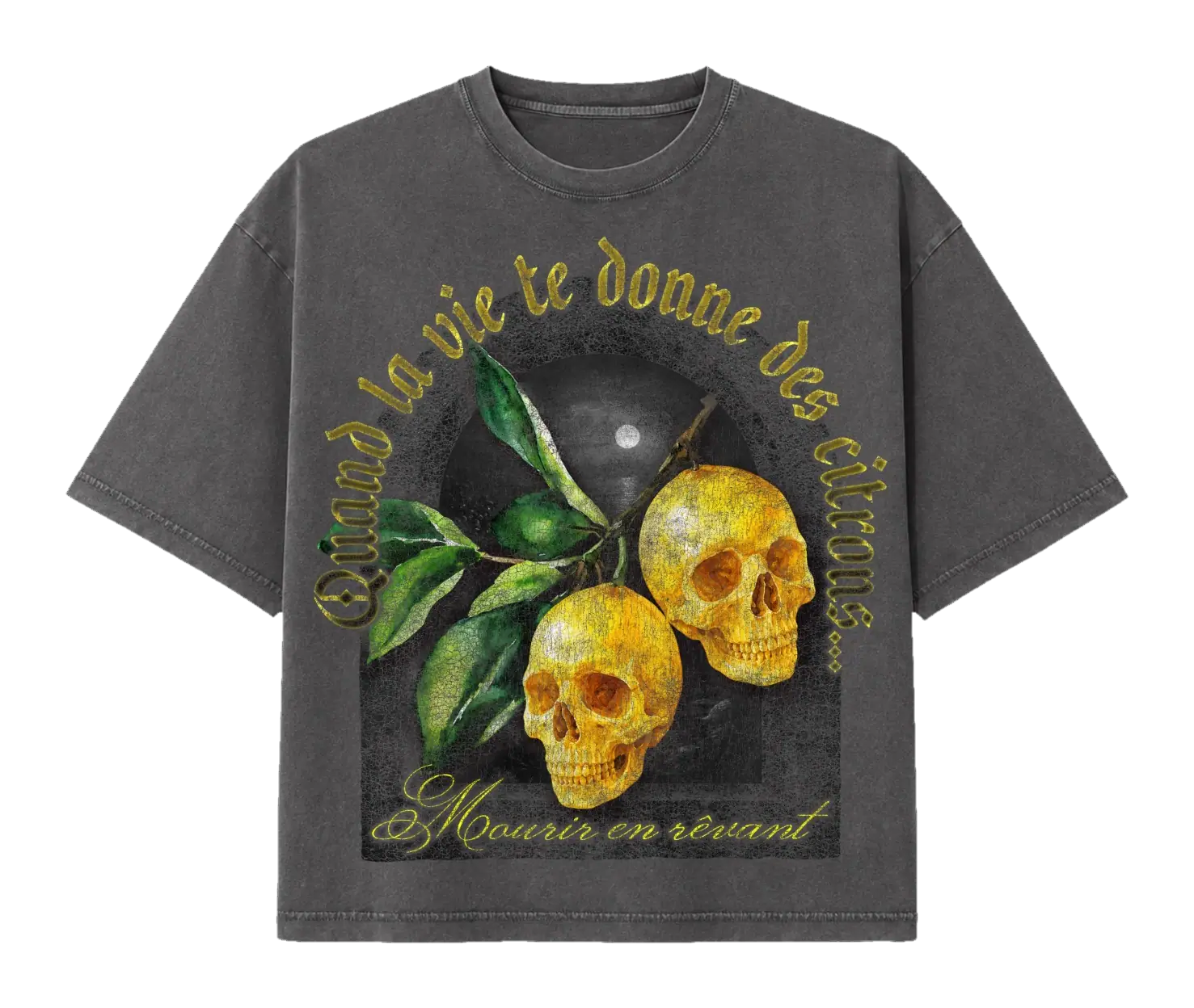 Lemon Skulls Tee, laid flat